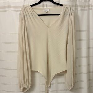 Express Ivory V-Neck Blouse
